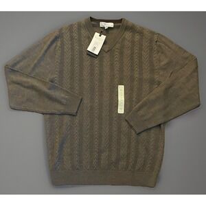 Turnbury Merino Wool V-Neck Pullover Knit Sweater Brown Medium New NWT JBHS
